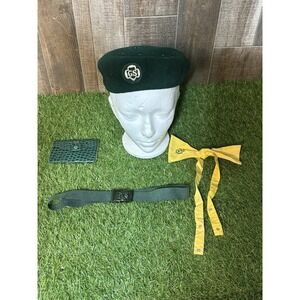 Vintage Girl Scouts Uniform Accessories Lot – Beret Hat, Belt, Wallet & Bow Tie‎